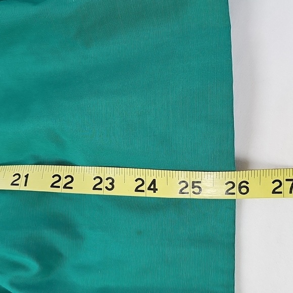 Vtg Green Girls Dress W/vine Applique Tie & Button Back Box Pleats - Picture 7 of 8